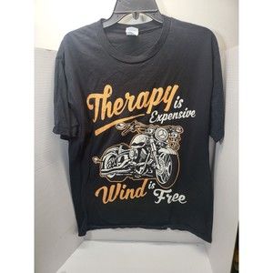 Therapy Is Expensive Wind Is Free Size Large Black Motorcycle T Shirt #112